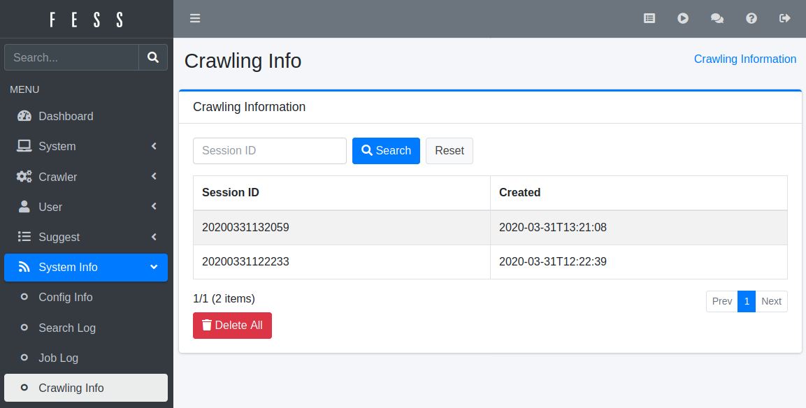 크롤 정보 목록
