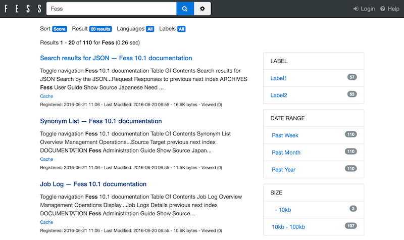 브라우저에 의한 검색 결과 표시