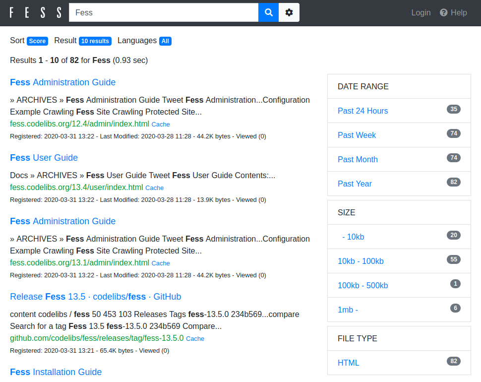브라우저에 의한 검색 결과 표시